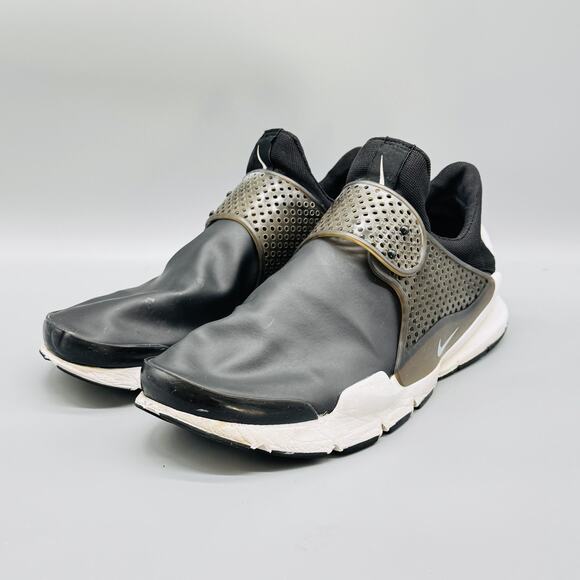 Nike Shoes Mens 10 Black Sock Dart Slip On Perforated Strap Running Sneakers - Picture 3 of 10